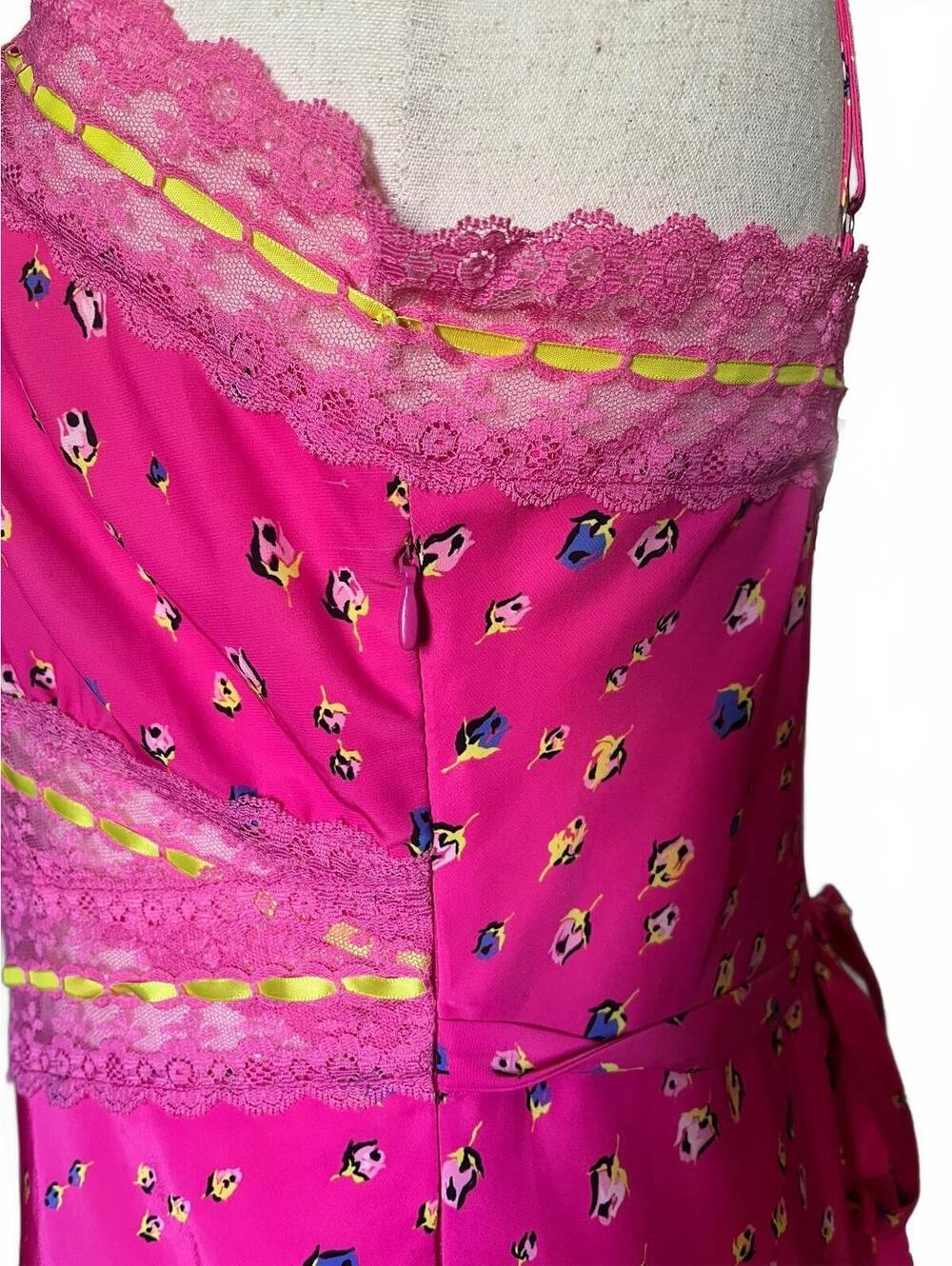 Betsey Johnson Pink Floral Lace Trim Midi Dress XL - Picture 4 of 5